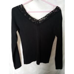 Inspire Bye One Step Up Womens Black Blouse Sz L Y2k Style